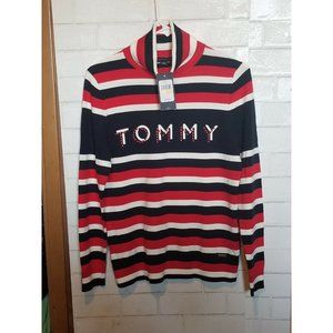 Tommy Hilfiger Striped Turtleneck Ribbed Knit Long Sleeves Womens Size Small
